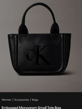 Calvin Klein Black Embossed CK Small Tote